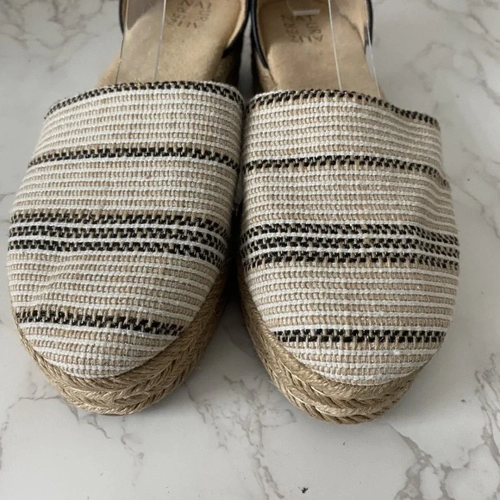 Naturalizer Espradrilles‎ Sandals Sz 8.5M Leather Fabric Flat Summer Coastal